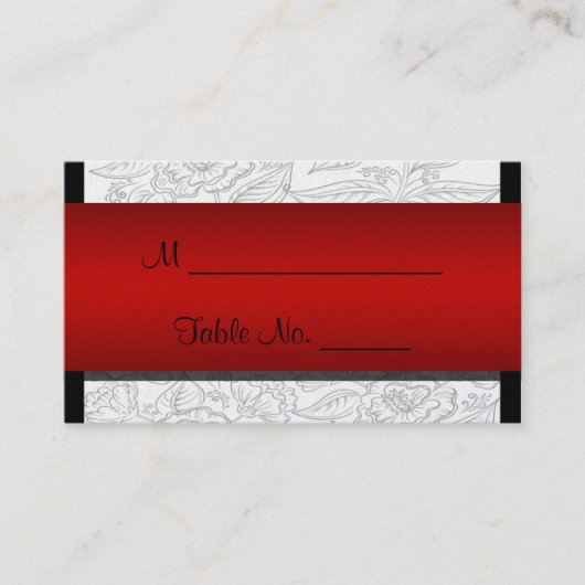 白黒レッドボヘミアンポ結婚ス座席表 プレイスカード (正面)
