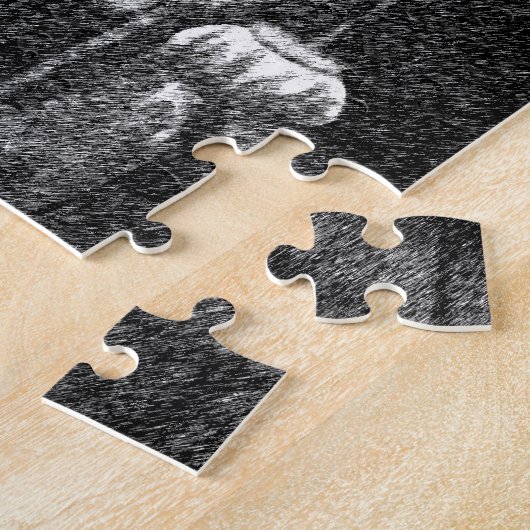 白黒レッドポピズフラワーアートテンプレートフローラ ジグソーパズル (側面)