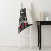 白黒レッドポピーフローラテンプレート花 シェルパブランケット (インサイチュ)