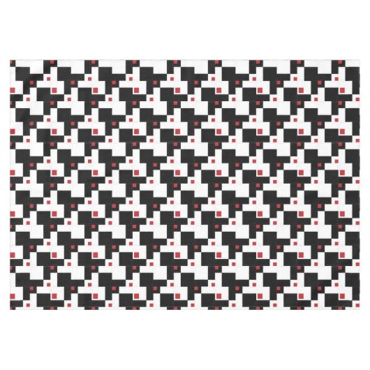 白黒レッドモダンヴィンテージテーブルクロス テーブルクロス (正面(横))