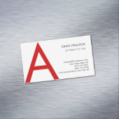 白黒レッドモノグラムイニシャルレター弁護士 マグネット名刺 (インサイチュ)