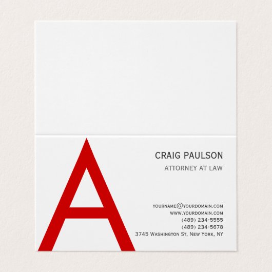 白黒レッドモノグラムイニシャルレター弁護士 名刺 (外部フラット)