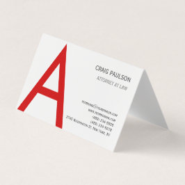 白黒レッドモノグラムイニシャルレター弁護士 名刺