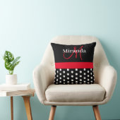白黒レッドモノグラムスクリプト水玉模様 クッション (椅子)