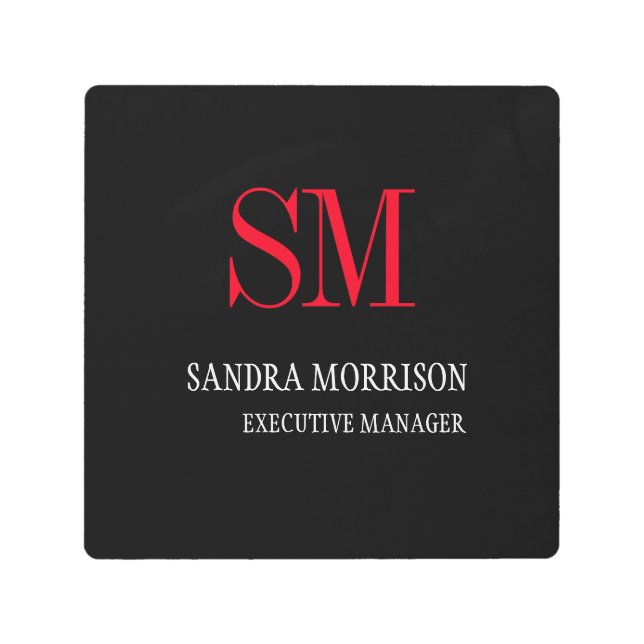 白黒レッドモノグラムミニマリスト メタルプリント (正面)