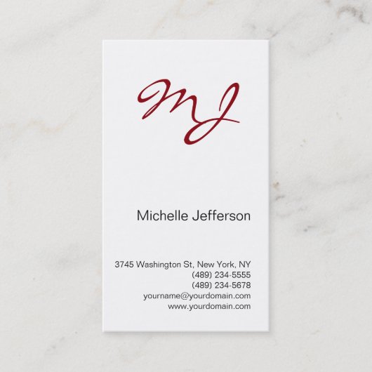 白黒レッドモノグラム垂直名刺 名刺 (正面)