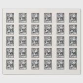 白黒レッドライディングフードウルフブラックフレーム ラッピングペーパー (フラット)