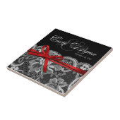 白黒レッドレースキープサケ結婚式の引き出物 タイル (側面)