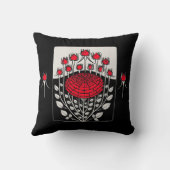 白黒レッドローゼローズバッドアールヌーボーフローラ クッション (裏面)