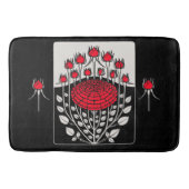 白黒レッドローゼローズバッドアールヌーボーフローラ バスマット (正面)