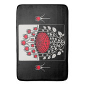 白黒レッドローゼローズバッドアールヌーボーフローラ バスマット (正面縦)