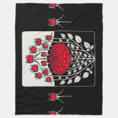 白黒レッドローゼローズバッドアールヌーボーフローラ フリースブランケット (正面)