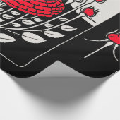 白黒レッドローゼローズバッドアールヌーボーフローラ ラッピングペーパー (角)