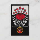 白黒レッドローゼローズバッドアールヌーボーフローラ 名刺 (裏面)