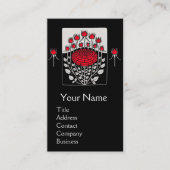 白黒レッドローゼローズバッドアールヌーボーフローラ 名刺 (正面)