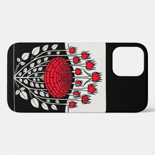 白黒レッドローゼローズバッドアールヌーボーフローラ Case-Mate iPhoneケース (裏面 (横))