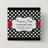 白黒レッド水玉模様レトロキュートコンサルタント 缶バッジ (正面)