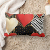 白黒レッド金ゴールドモダンバレンタインハート ランバークッション (ブランケット)
