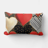 白黒レッド金ゴールドモダンバレンタインハート ランバークッション (正面)