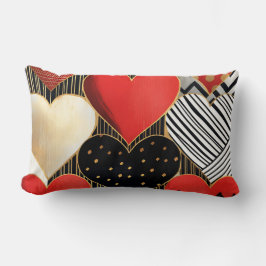 白黒レッド金ゴールドモダンバレンタインハート ランバークッション