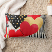 白黒レッド金ゴールドモダンバレンタインハート ランバークッション (ブランケット)