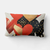 白黒レッド金ゴールドモダンバレンタインハート ランバークッション (裏面)