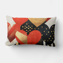 白黒レッド金ゴールドモダンバレンタインハート ランバークッション