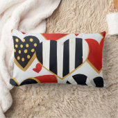 白黒レッド金ゴールドモダンバレンタインハート ランバークッション (ブランケット)