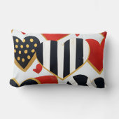 白黒レッド金ゴールドモダンバレンタインハート ランバークッション (正面)