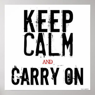 白黒レッドKeep Calm and Carry Onアートポスター ポスター