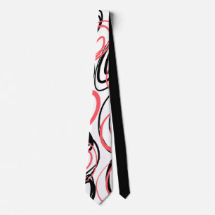 白黒レッモダンドスワール抽象芸術 ネクタイ