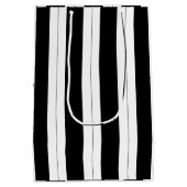 白黒レトロなレトロストライプのバースデーカスタムタ ミディアムペーパーバッグ (裏面)