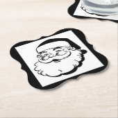 白黒レトロのサンタ ペーパーコースター (アングル)
