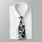 白黒レトロの花と葉柄 ネクタイ (タイ)