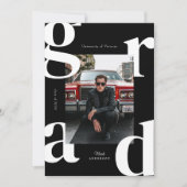 白黒レトロはっきりした2024年卒業 招待状 (正面)