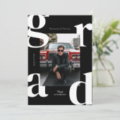 白黒レトロはっきりした2024年卒業 招待状 (スタンド正面)