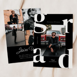 白黒レトロはっきりした2024年卒業 招待状