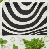 白黒レトロスタイル波 キッチンタオル (折り畳み)