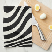 白黒レトロスタイル波 キッチンタオル (四つ折り)