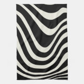 白黒レトロスタイル波 キッチンタオル (縦)