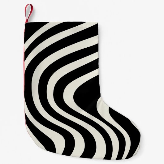 白黒レトロスタイル波 スモールクリスマスストッキング (正面)