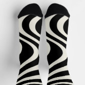 白黒レトロスタイル波 ソックス (上部)