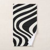 白黒レトロスタイル波 バスタオルセット (ハンドタオル)