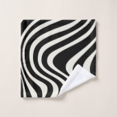 白黒レトロスタイル波 バスタオルセット (ウォッシュタオル)