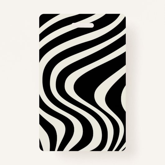 白黒レトロスタイル波 バッジ (正面)