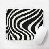 白黒レトロスタイル波 マウスパッド (マウス)