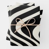 白黒レトロスタイル波 ラッピングペーパーシート (インサイチュ)