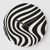 白黒レトロスタイル波 ラージ壁時計 (正面)