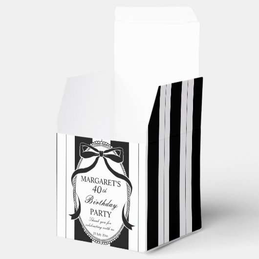 白黒レトロストライプ誕生日の好意カスタム フェイバーボックス (オープン)
