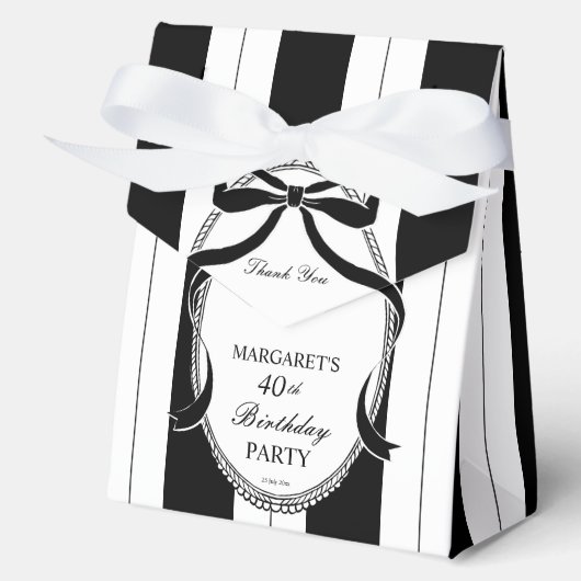 白黒レトロストライプ誕生日の好意カスタム フェイバーボックス (正面)